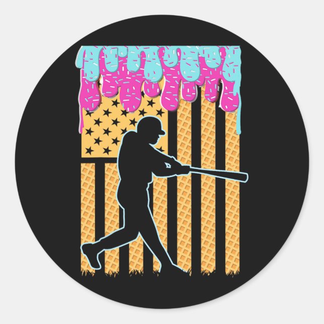Sell Drip T Boys Ice Cream American Flag 4th Of Ju Classic Round Sticker (Front)