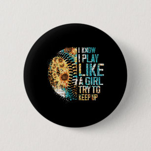 Sell I Play Like A Girl Softll Team Leopard Sunflo 6 Cm Round Badge