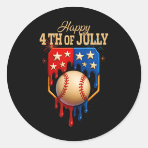 Sell Ice Cream Dripping Patriotic Happy 4th Of Jul Classic Round Sticker