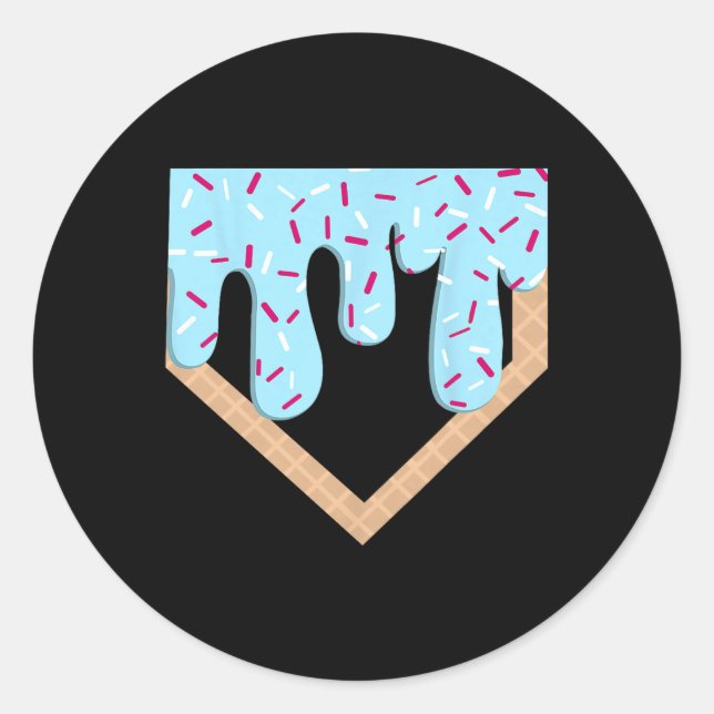 Sell Ice Cream Dripping Sell Home Plate Drip Retro Classic Round Sticker (Front)