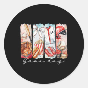 Sell Mama Coquette Bow Game Day Sell Mum Mother 8 Classic Round Sticker