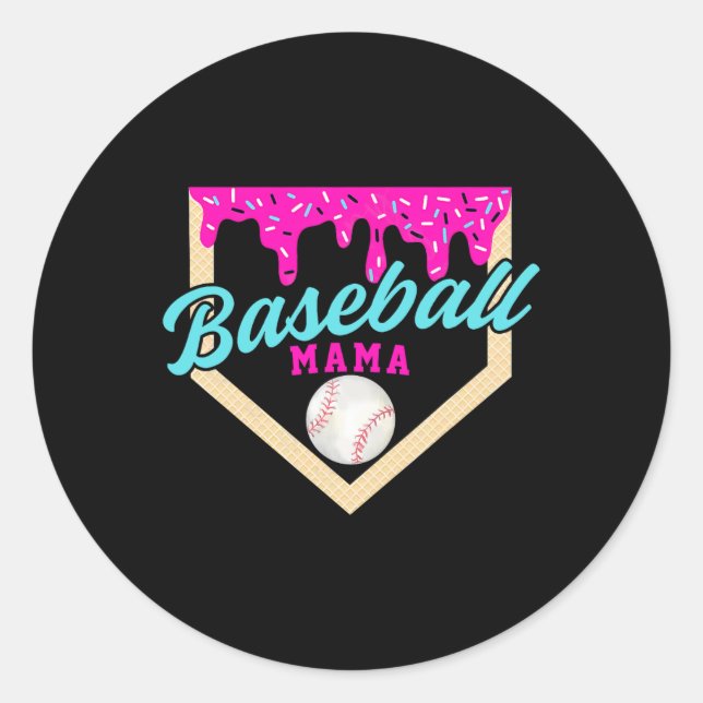 Sell Mama Home Plate Ice Cream Drip With Sprinkles Classic Round Sticker (Front)