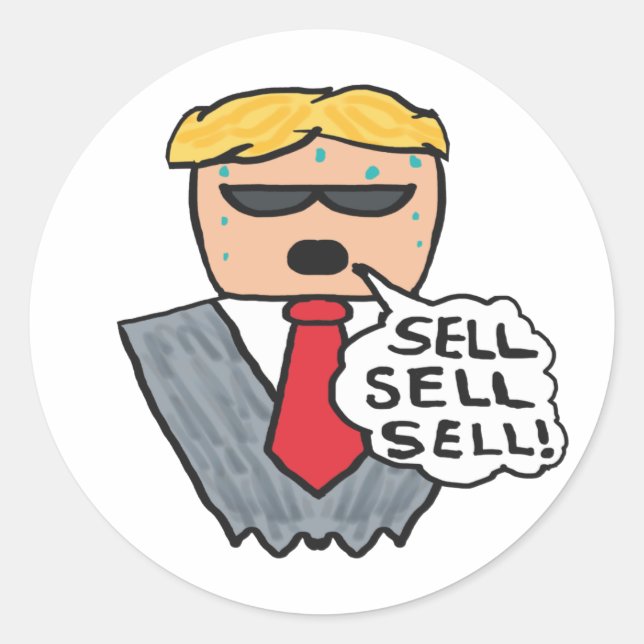 Sell Sell Sell Funny Stock Market Crash Classic Round Sticker (Front)
