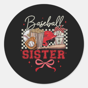 Sell Sister Coquette Bow Biggest Fan Sport Lovers Classic Round Sticker
