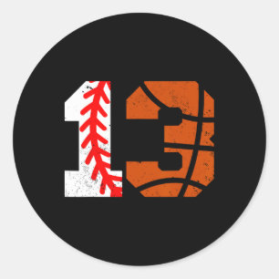 Sell Sketll Number 13 Jersey Funny 13th Birthday 1 Classic Round Sticker