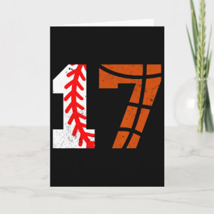 Sell Sketll Number 17 Jersey Funny 17th Birthday 1 Card