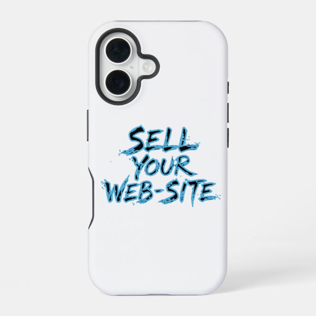 Sell Your Website Blue Distressed Typography iPhone 16 Case (Back)