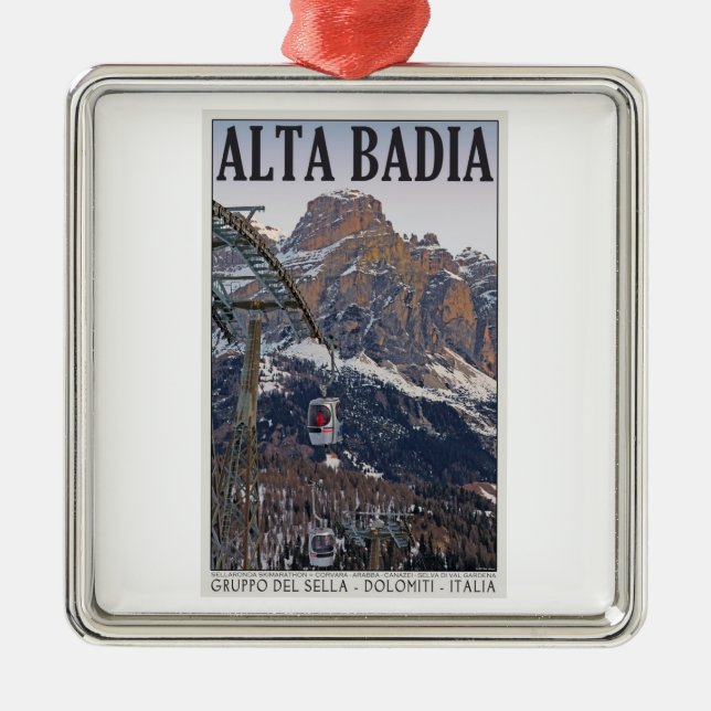 Sella Ronda - Alta Badia Gondola Metal Tree Decoration (Front)