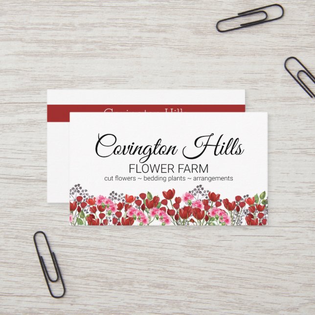 Selling Flowers | Flower Farm Business Card (Front/Back In Situ)