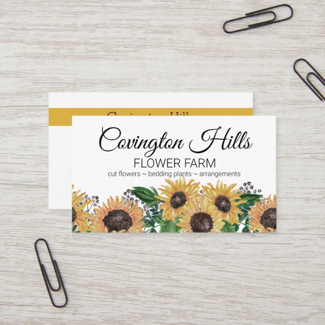 Selling Flowers | Sun Flower Farm Business Card (Front/Back In Situ)