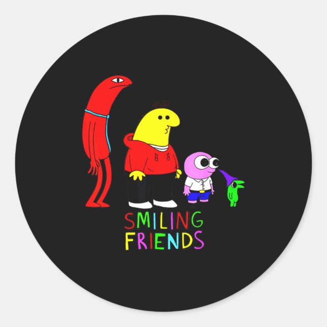 Selling Smiling Friends All Smiling Illustration  Classic Round Sticker (Front)