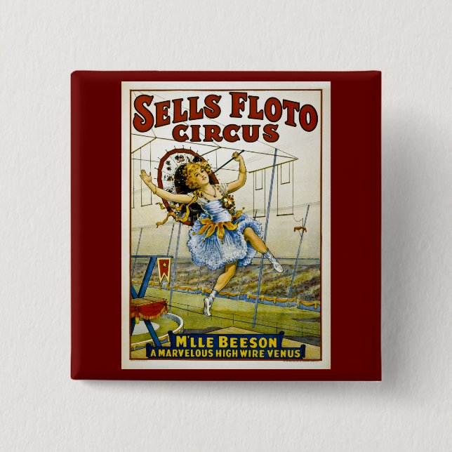 Sells Floto 1921 - M'lle Beeson 15 Cm Square Badge (Front)