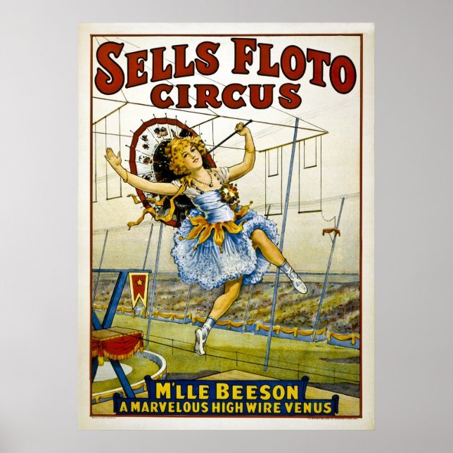 Sells Floto Circus - M'lle Beeson- High Wire Venus Poster (Front)