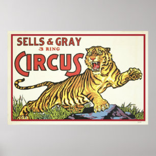 Sells & Gray 3 Ring Circus Poster