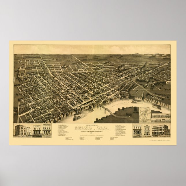 Selma, AL Panoramic Map - 1887 Poster (Front)