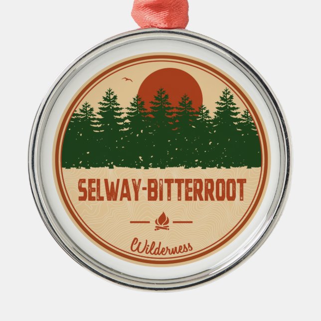 Selway-Bitterroot Wilderness Montana Idaho Metal Tree Decoration (Front)