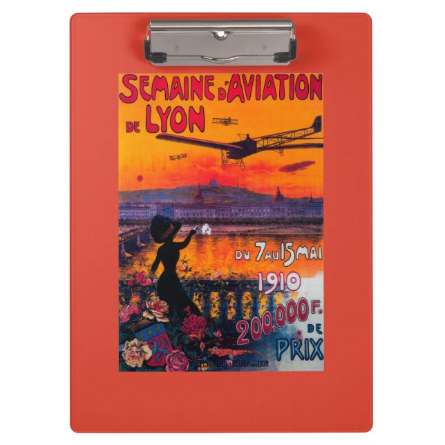 Semaine d' Aviation De Lyon Vintage Poster Clipboard (Front)