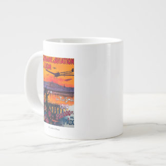 Semaine d' Aviation De Lyon Vintage Poster Large Coffee Mug
