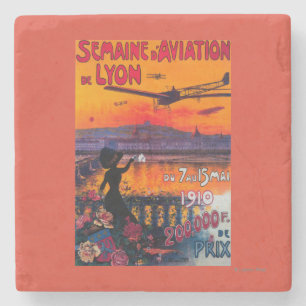 Semaine d' Aviation De Lyon Vintage Poster Stone Coaster