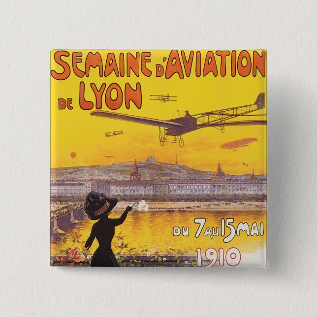 Semaine d'Aviation de Lyon 15 Cm Square Badge (Front)