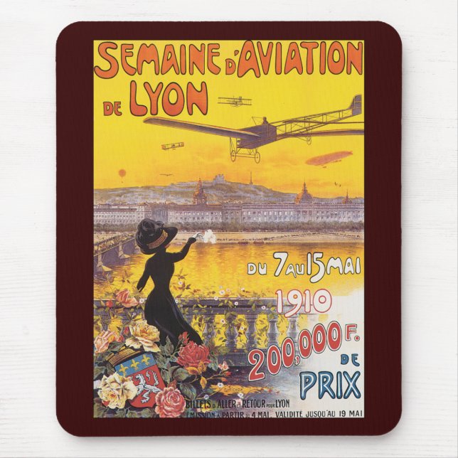 Semaine d'Aviation de Lyon Mouse Mat (Front)