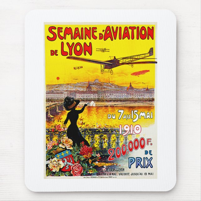 Semaine d'Aviation de Lyon Mouse Mat (Front)