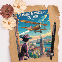 Semaine d'Aviation de Lyon Vintage Birthday Card
