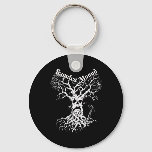Sematary Merch. Design A Ghost Tree. Haunted Mound Key Ring (Front)
