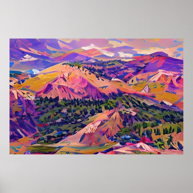 Semi Abstract Painting of Colorado Landscape  Poster (Front)