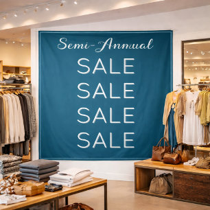 Semi Annual Sale Retail Banner Custom Blue Mall  Tapestry