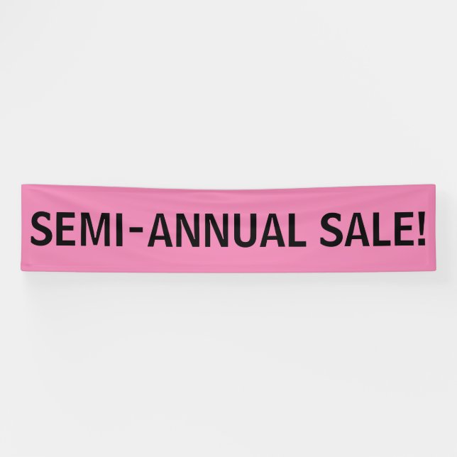 Semi Annual Sale simple black pink banner sign (Horizontal)