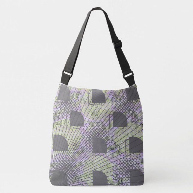 Semi - Circle Abstract on Elaborated Background Crossbody Bag (Front)