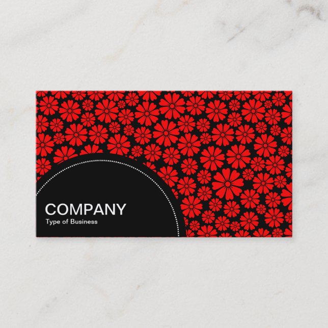 Semi-circle Panel (dots) - 8 Petals - Red on Blk Business Card (Front)