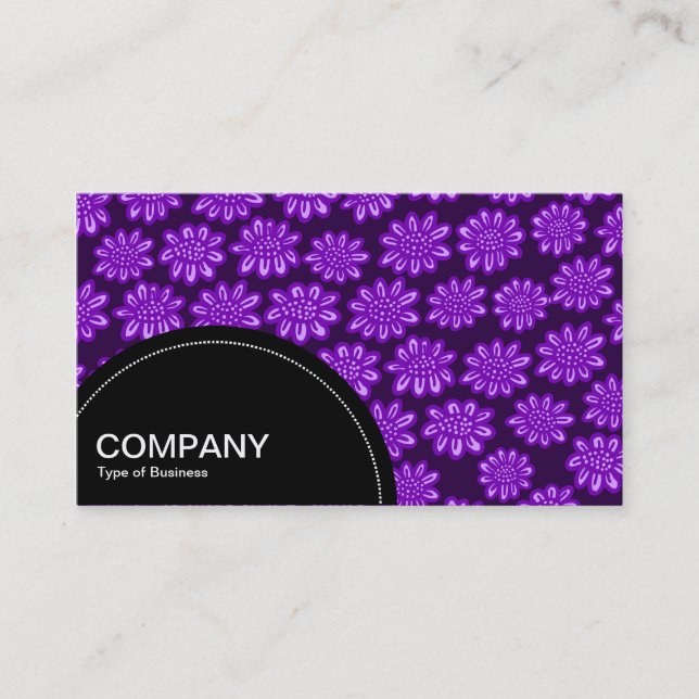 Semi-circle Panel (dots) - Purple Flower Pattern Business Card (Front)