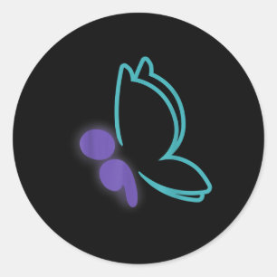 Semi Colon Butterfly Suicide Awareness Classic Round Sticker