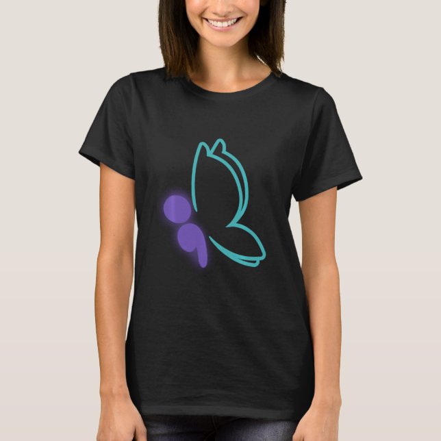 Semi Colon Butterfly Suicide Awareness T-Shirt (Front)
