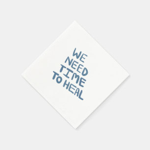 Semi-dark blue hand lettered healing message napkin