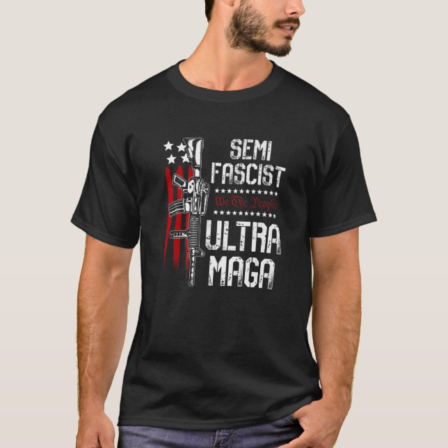 Semi-Fascist Ultra Maga Political Humour Biden Quo T-Shirt (Front)