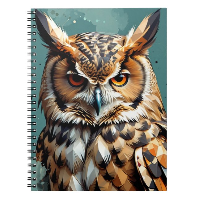 Semi Geometric Great Horned Owl Notebook (Front)