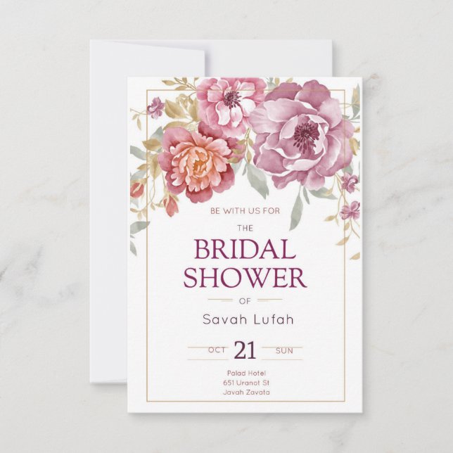 Semi Gloss Paper Flower Bridal Shower Invitation (Front)