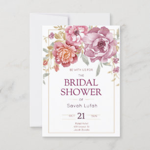 Semi Gloss Paper Flower Bridal Shower Invitation