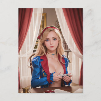 Semi Nude Alice in Wonderland Cosplay Postcard