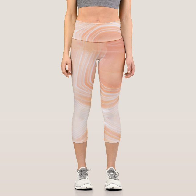 Semi-precious gemstone stone texture structure capri leggings (Front)