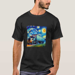 Semi Trailer Big Rig Truck Driver Trucker Starry N T-Shirt