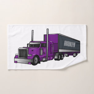 Semi-trailer truck cartoon illustration bath towel set
