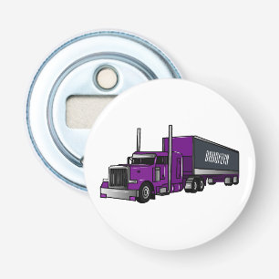 Semi-trailer truck cartoon illustration bottle opener