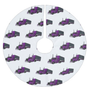 Semi-trailer truck cartoon illustration brushed polyester tree skirt