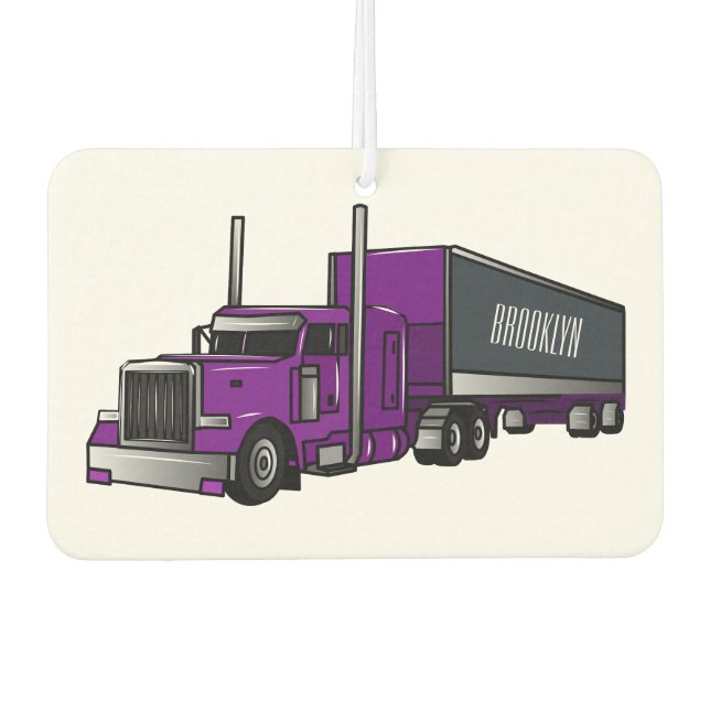 Semi-trailer truck cartoon illustration car air freshener (Front)