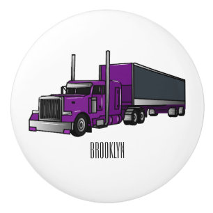 Semi-trailer truck cartoon illustration ceramic knob