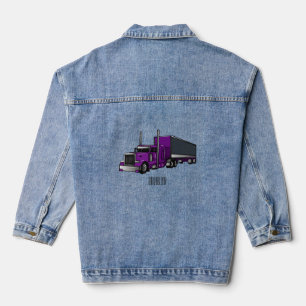 Semi-trailer truck cartoon illustration denim jacket